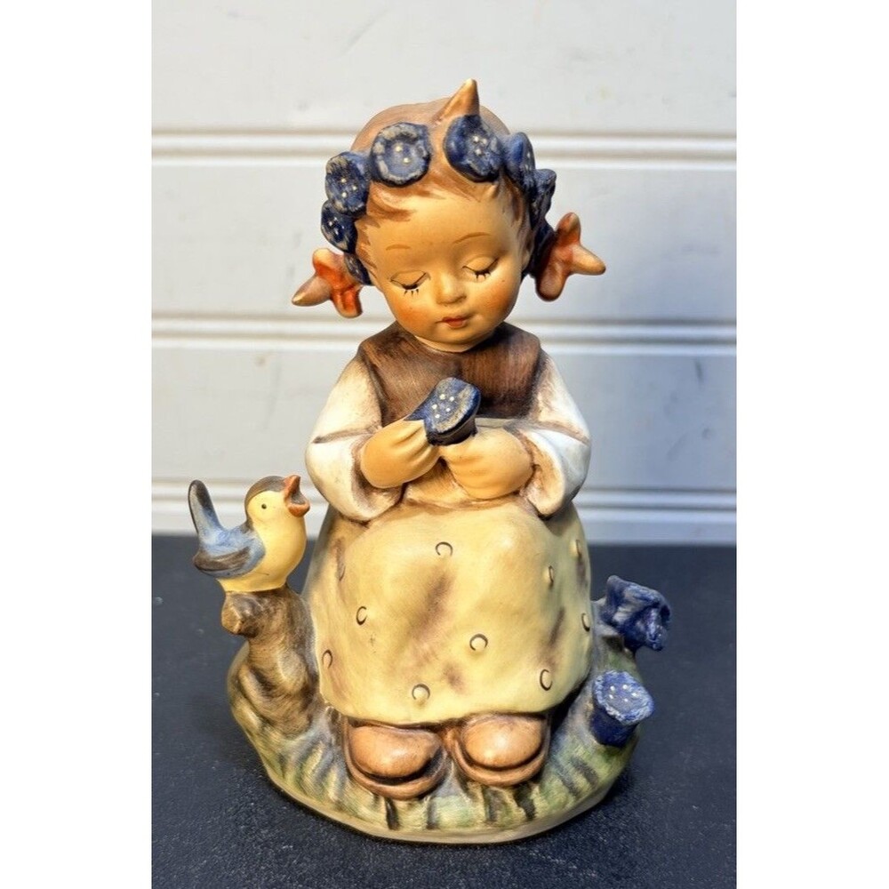 Goebel Hummel The Botanist" Girl Blue Flowers Figurine #351 Germany 1972